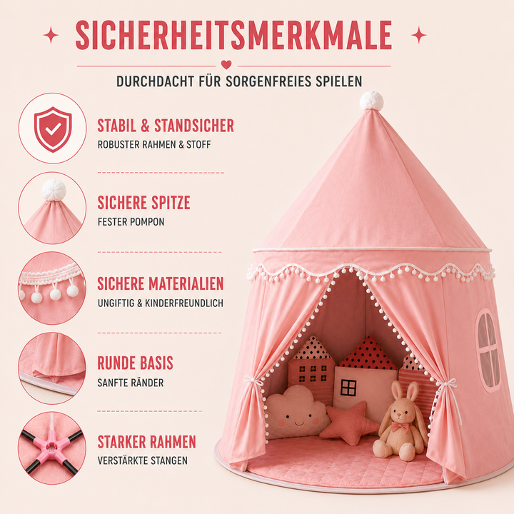Ideales Geschenk für Kinder: faltbares Spiel-Tipi Zelt, fördert Kreativität & Abenteuerlust; ein tolles Spielhaus.