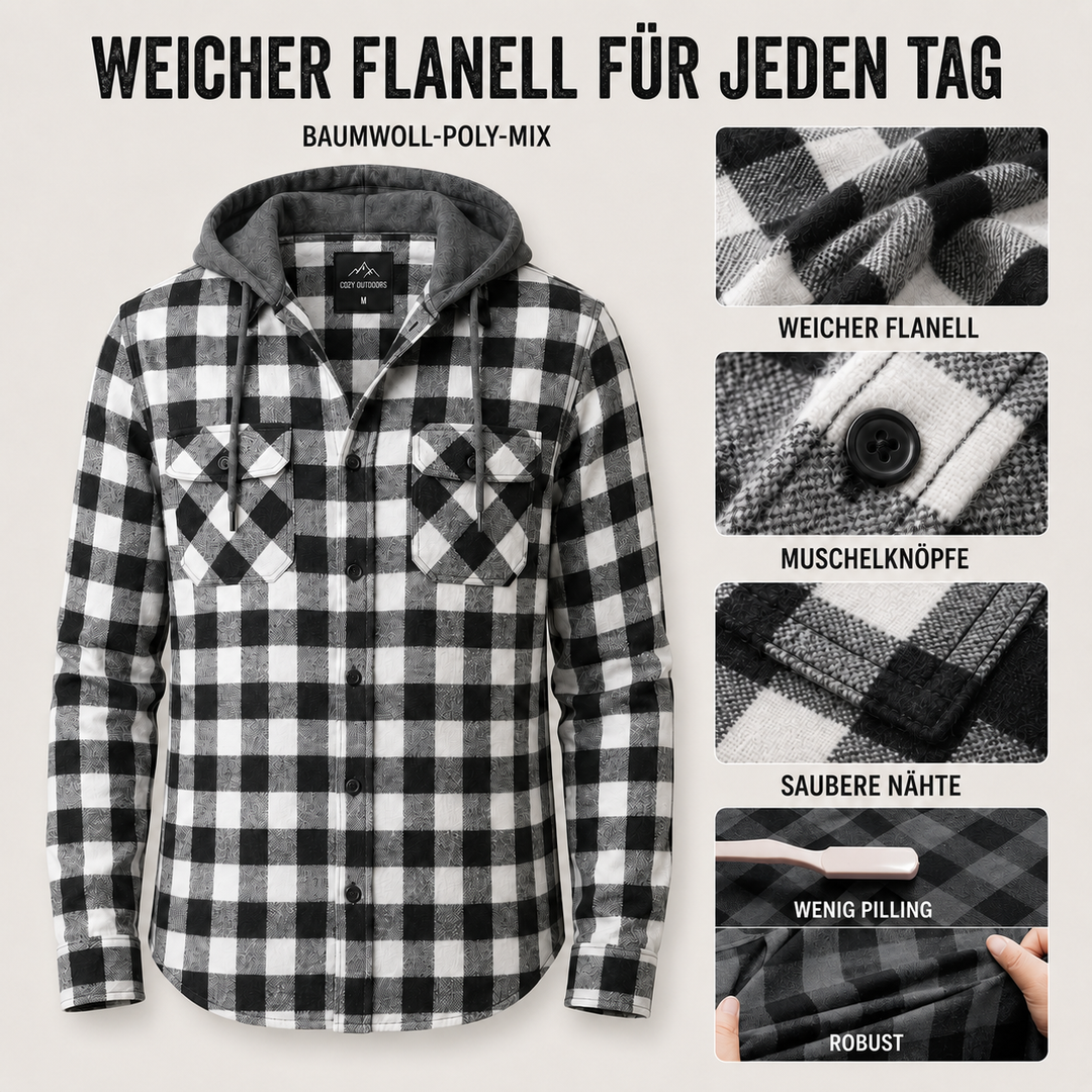 Bequemes Langarm-Kapuzenhemd für Männer, kariert, Karomuster, perfekt für Frühling, Herbst & Freizeit.