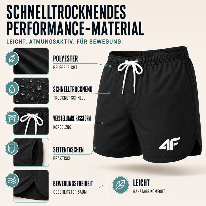 Athletische Herren Schwimmhose, schnelltrocknend & verstellbar. Perfekt für Sport, Strand & Freizeit im Sommer.