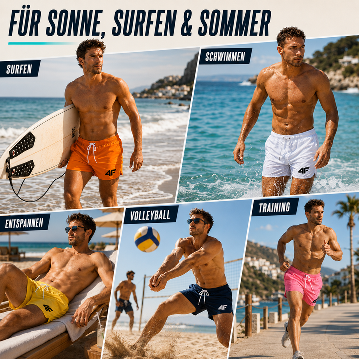 Modische Herren Strandmode: Schnelltrocknende Badeshorts, verstellbar. Ideal für Sommer, Schwimmen & Wassersport.