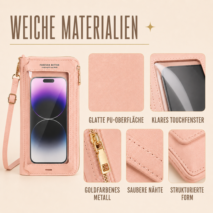 Praktische Damen Touchscreen-Umhängetasche, kleine Größe, PU-Leder, für Alltag & Reise.