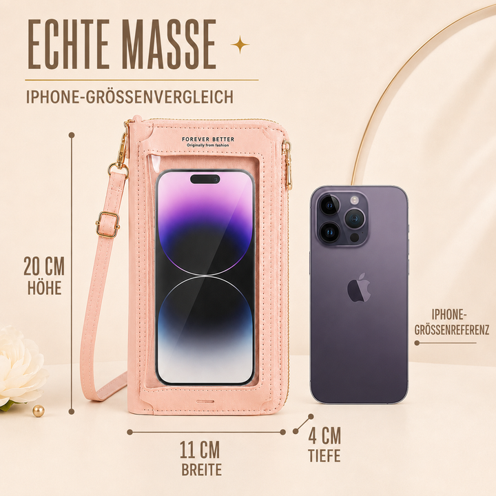 Stilvolle Damen Mini-Tasche, PU-Leder, mit Touchscreen-Fenster, perfekt für das Handy.