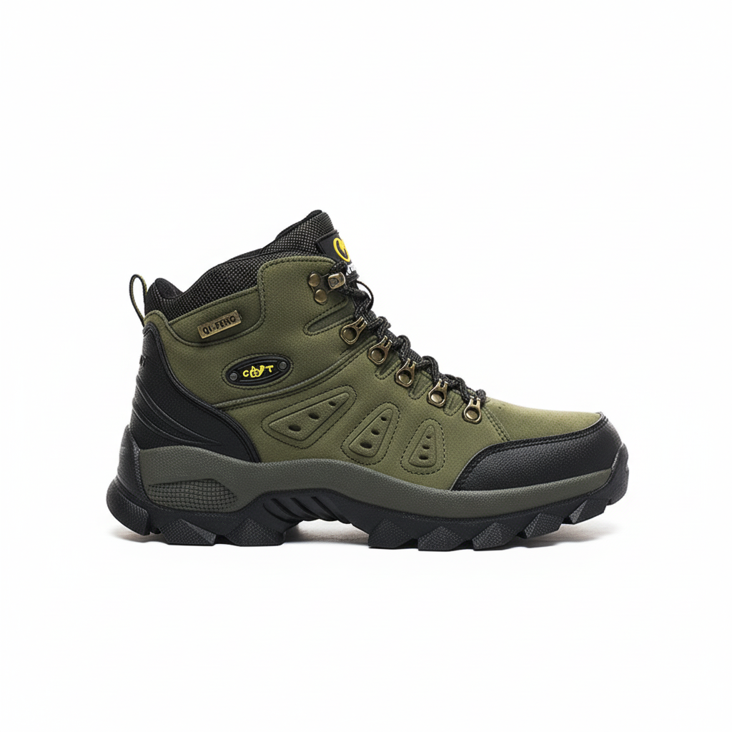 Braune Herren Wanderstiefel, mit atmungsaktivem Design, fester Knöchelstütze und starkem Grip.