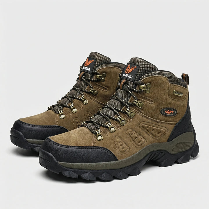 Leichte Herren Trekking-Stiefel, grau, atmungsaktiv, mit Knöchelstütze & sicherem Grip für Trails.