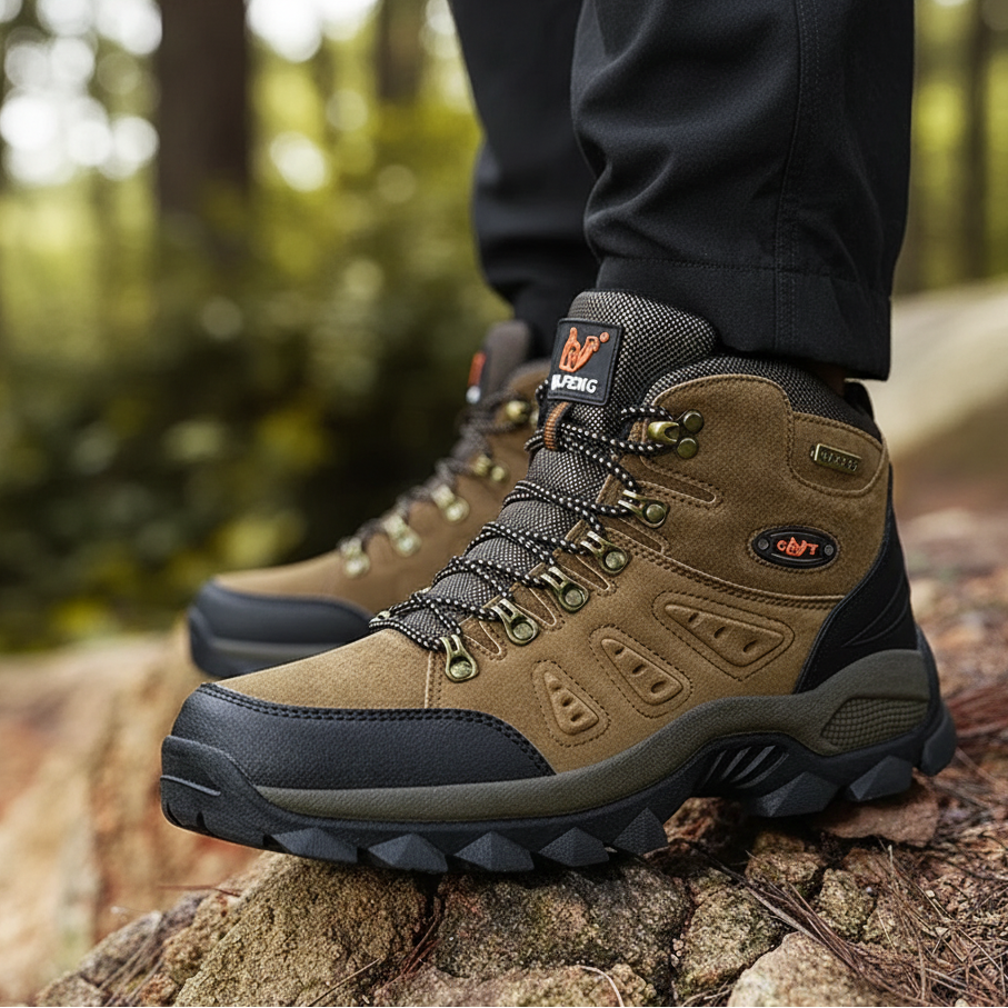 Vielseitige Herren Outdoor-Schuhe, braun, mit rutschfester Sohle und komfortabler Knöchelstütze.