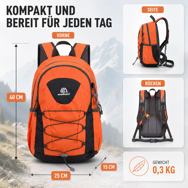 Kompakter Ultraleicht-Rucksack, schwarz, für Damen & Herren, perfekt für Freizeit & Sport.