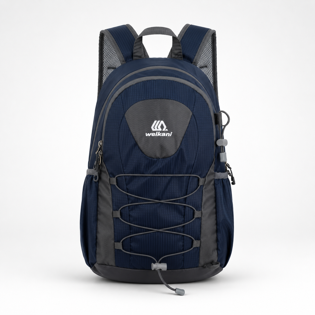 Moderner ultraleichter Rucksack, schwarz, mit gepolsterten Schultergurten, unisex.