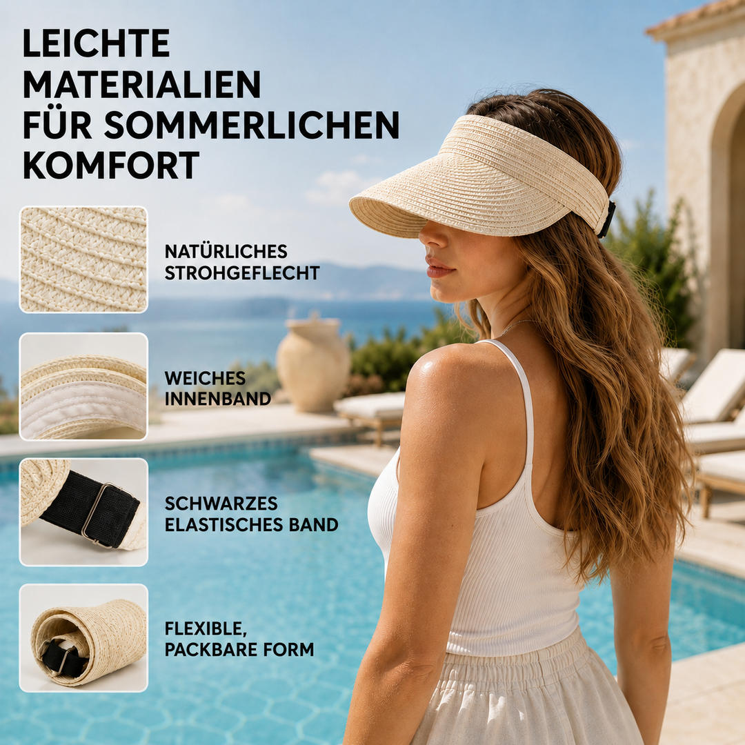 Damen-Sonnenschirm faltbar, stilvoller Kopfschutz für Strand, Urlaub & Sommer-Outdoor-Aktivitäten.