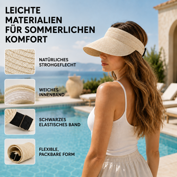 Damen-Sonnenschirm faltbar, stilvoller Kopfschutz für Strand, Urlaub & Sommer-Outdoor-Aktivitäten.