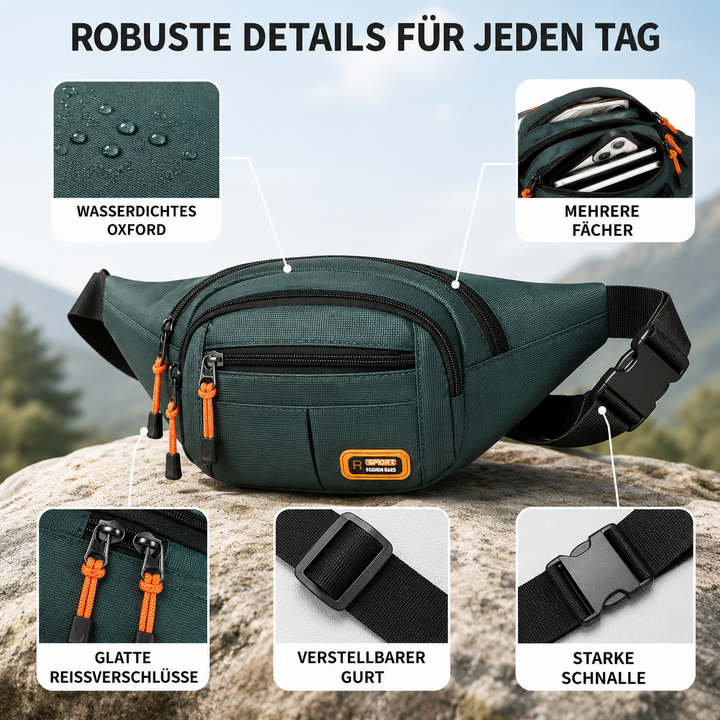 Strapazierfähige wasserdichte Hüfttasche, perfekt für Sportler & Pendler, aus hochwertigem Oxford-Material.
