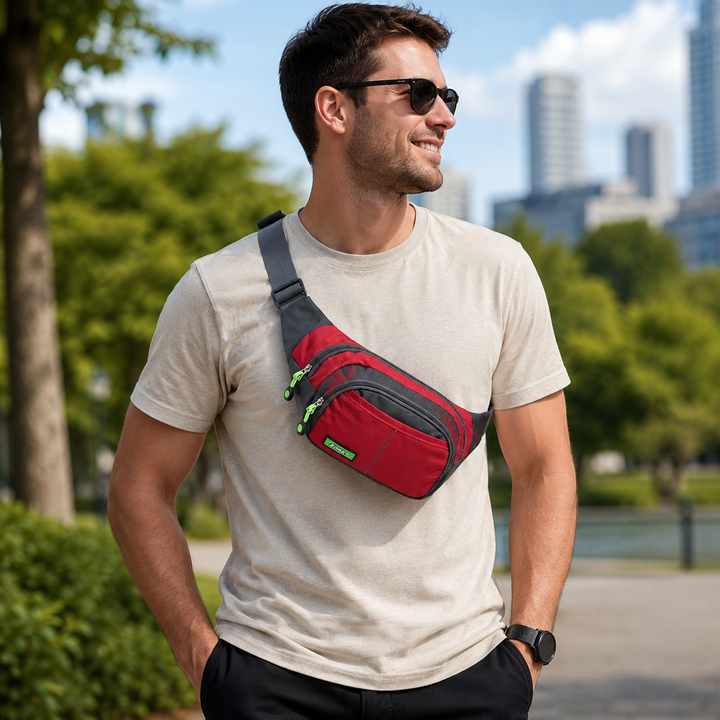 Organisierte, wasserdichte Nylon-Hüfttasche, unisex, für alle wichtigen Dinge auf Reise und im Alltag.