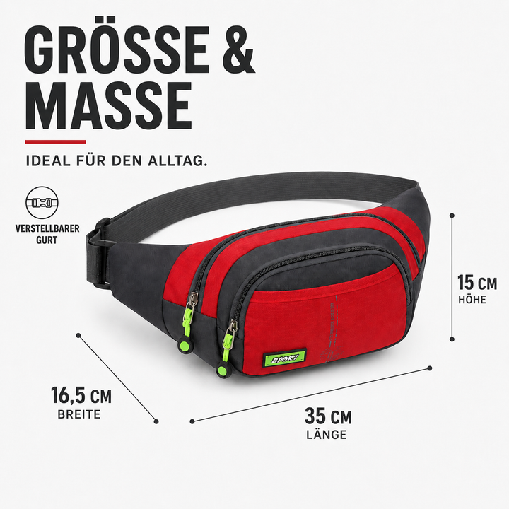 Unisex Reisetasche aus wasserdichtem Nylon, schützt sicher Wertsachen im Alltag & auf Tour.