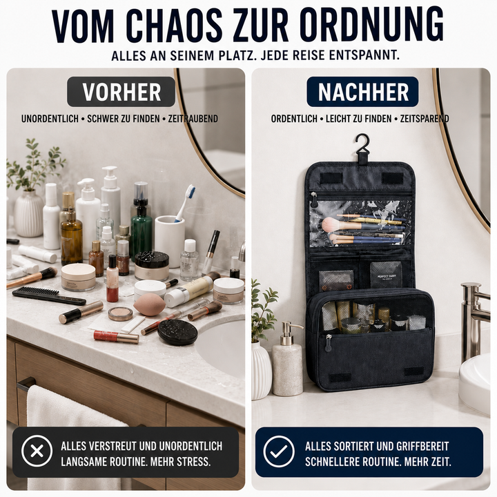 Stylischer Kulturbeutel, wasserdicht, für Damen & Herren, ideal als Reiseaccessoire.
