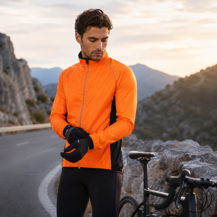 Wetterfeste Velarun Radjacke, atmungsaktiv, winddicht, für Herren auf Rennrad & Mountainbike.