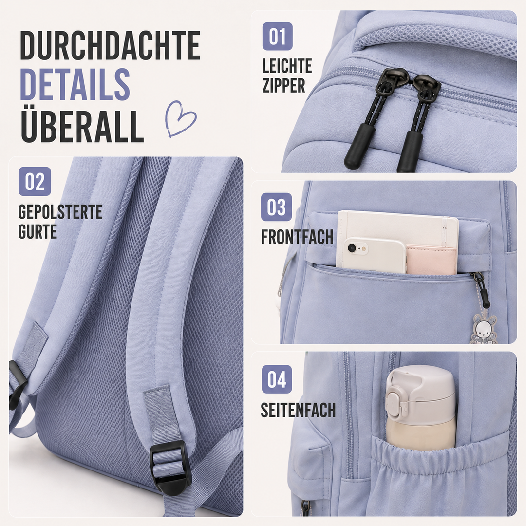 Robuster Vellora Nylon-Rucksack, großvolumig, perfekt für Stadt & Kurztrips.