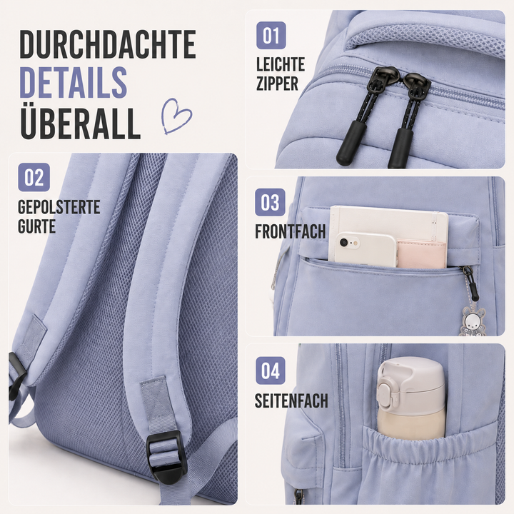 Robuster Vellora Nylon-Rucksack, großvolumig, perfekt für Stadt & Kurztrips.