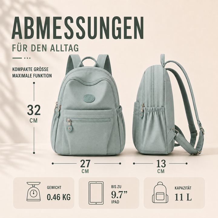 Kompakter Reise-Minirucksack Blau, unisex, mit versteckten Fächern für Sicherheit.
