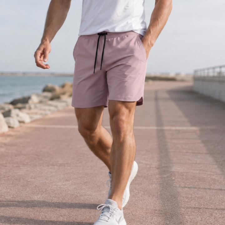 Herren leichte Sportshorts für Training & Freizeit, schwarz. Atmungsaktive Activewear für Fitness & Gym.