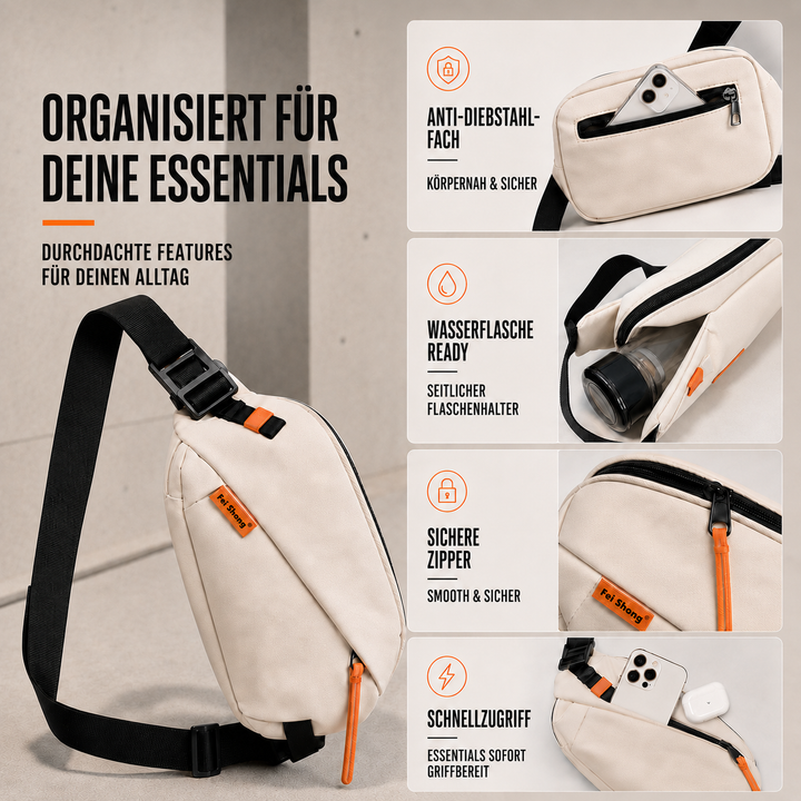 Stilvolle Crossbody-Tasche für Damen, Brusttasche aus robustem Oxford-Gewebe für unterwegs.
