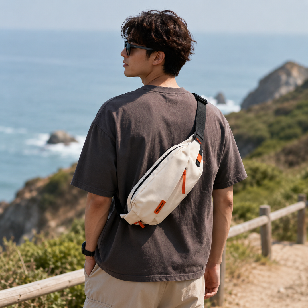 Bequeme Herren Schultertasche, Brusttasche aus Oxford-Gewebe, ideal für Handy, Schlüssel & Co.