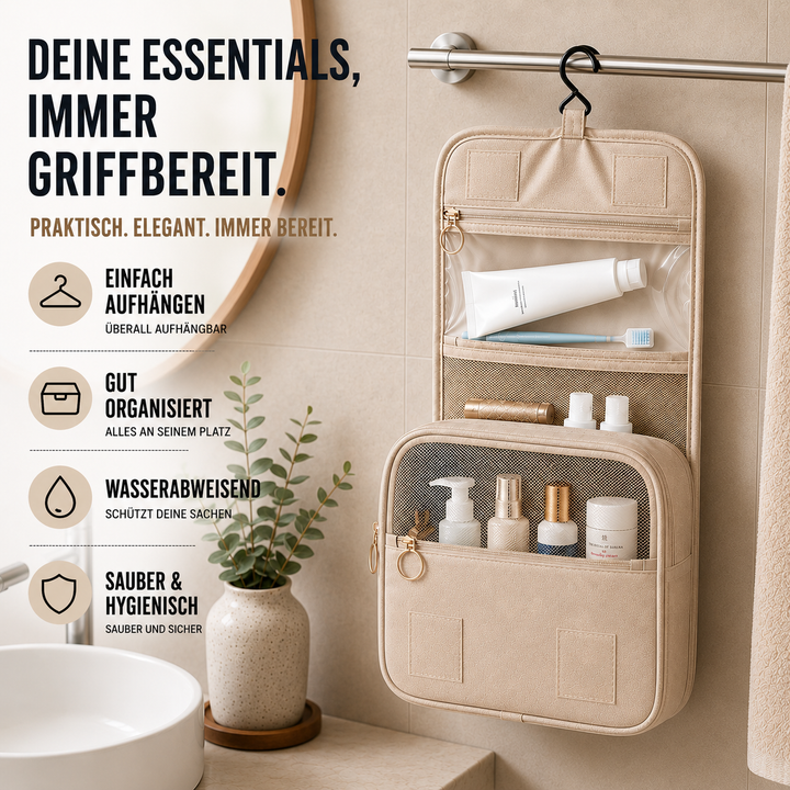 Robuste Kulturtasche für unterwegs, wasserdicht & vielseitig, perfekter Reise-Organizer.