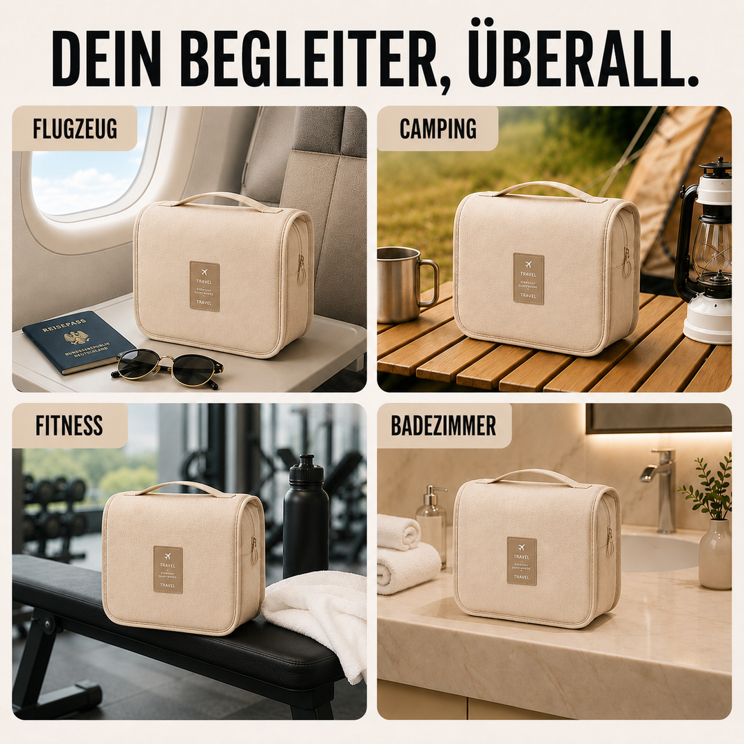 Große, wasserdichte Kulturtasche zum Aufhängen, perfekter Gepäckorganizer für Reisen.