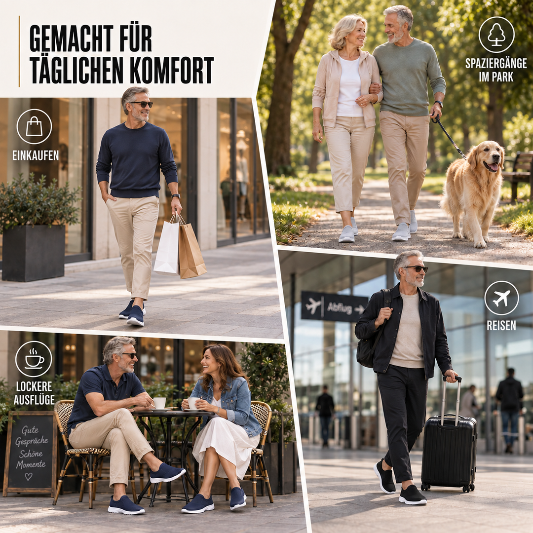 Herren Seniorenschuh, extra breit, verstellbar. Einfacher Slip-on Gehschuh mit rutschfester Sohle.