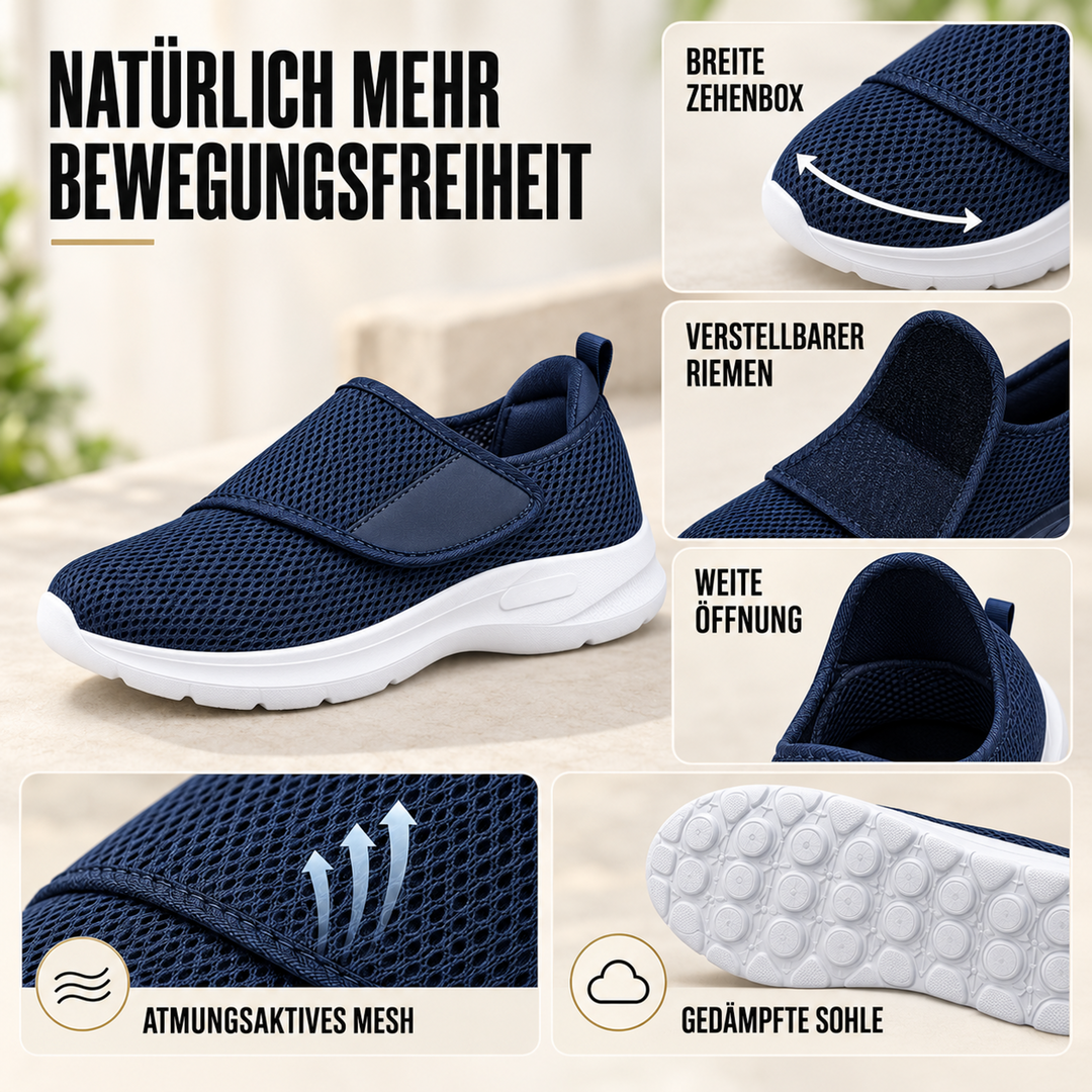 Diabetiker-freundlicher Herren Gehschuh, extra breit & verstellbar. Für optimalen Gehkomfort.