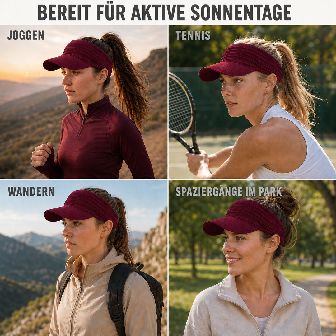 Sommervisier für Damen & Herren, mit Öffnung für Pferdeschwanz, optimal für Sport & Sonnenschutz.