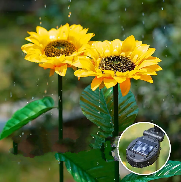 Garten-Dekolampe Solar-Sonnenblume. Wasserdichte LED-Beleuchtung für eine charmante Gartenatmosphäre.