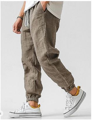 Lässige, hochtaillierte Herren-Cargohose in Khaki, gerader Schnitt, vielseitig für Freizeit und Reise, modern & bequem.