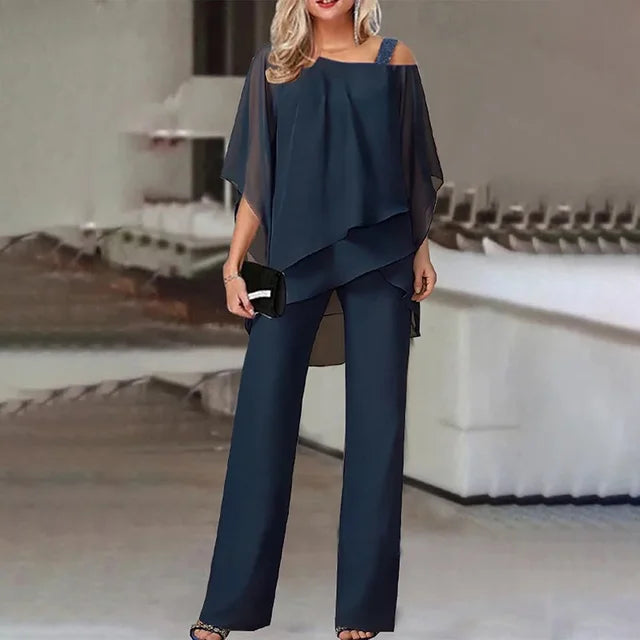 Stylisches Damen Set für Frühling/Sommer. Eleganter Zweiteiler mit Off-Shoulder Bluse & passender Hose.