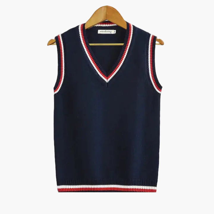 Herren V-Ausschnitt Strick-Slipover, ärmellos. Zopfmuster Weste für smarte Business Casual & Freizeit Outfits.