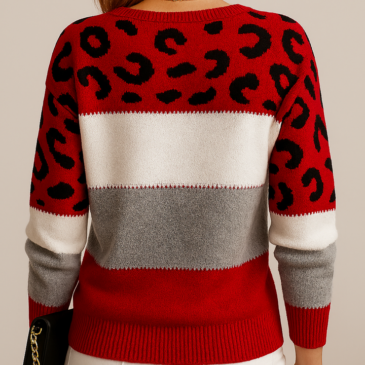 Damen-Freizeitpullover mit Leopardenprint, komfortabel & elegant für jede Gelegenheit.