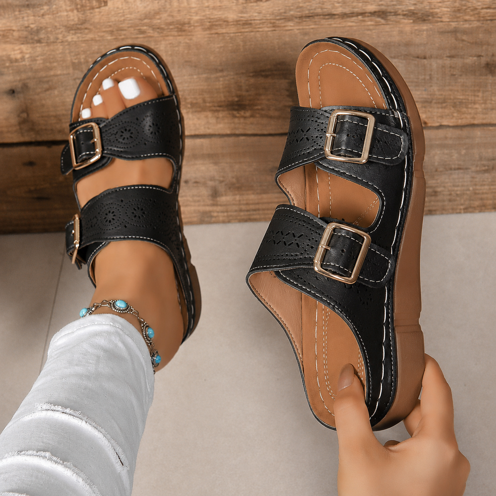 Stilvolle Damen Sandalen Athena mit verstellbarer Schnalle, bieten Halt & Komfort für Fussgesundheit im Sommer.