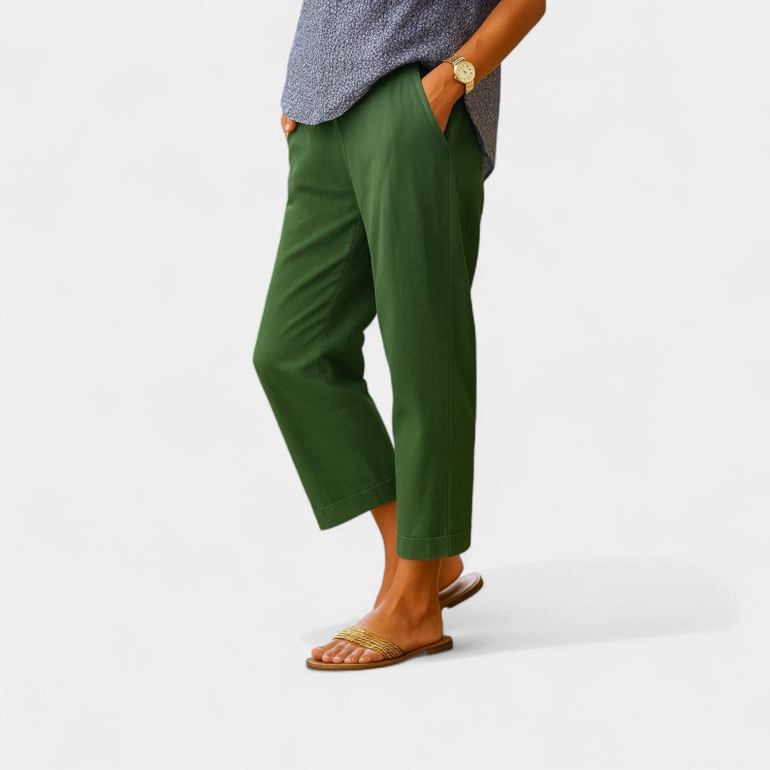 Damen Karottenhose für jeden Tag: Eine bequeme Freizeithose mit elastischem Bund und modernem, lockerem Schnitt für Frauen.