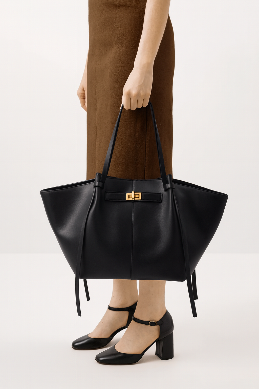 Vegane PU-Leder Schultertasche für Damen, groß und elegant, perfekt als Bürotasche und Alltagstasche.