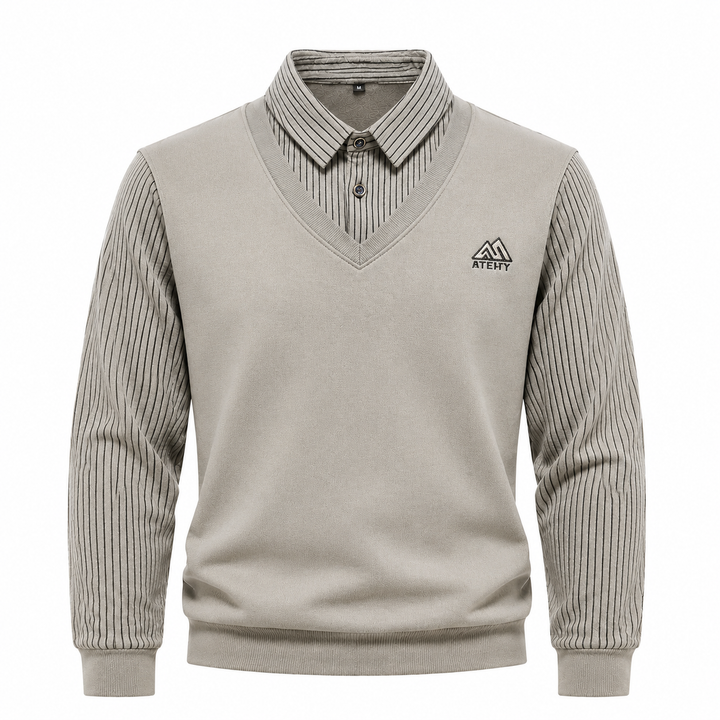 Vielseitiger Herren-Strickpullover mit Hemdkragen & V-Ausschnitt. Optimal für Business Casual und Smart Casual.