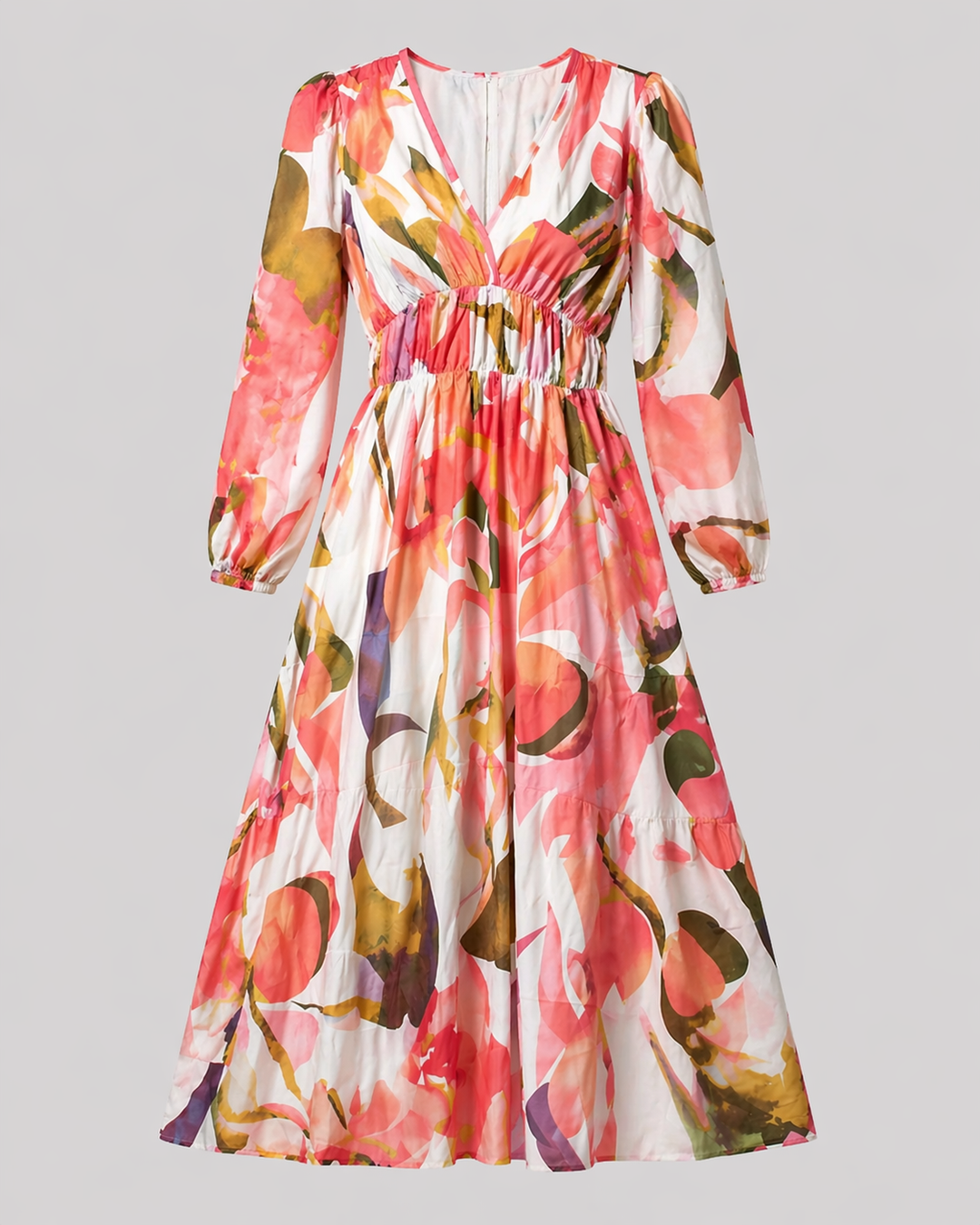 Schickes rosafarbenes Damenkleid, florales Maxikleid für Frühling und Sommer. Ideal für festliche Anlässe.