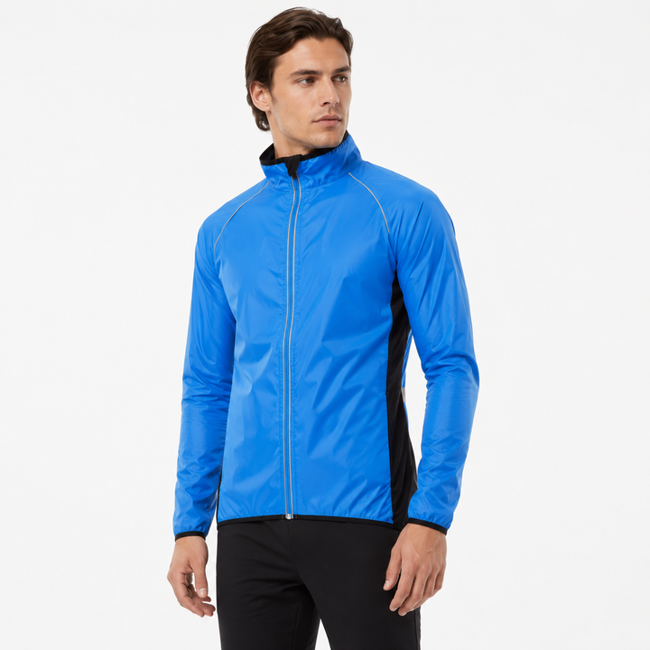 Packbare Velarun Sportsjacke, leicht, winddicht, ideal für lange Rennradtouren und MTBs.