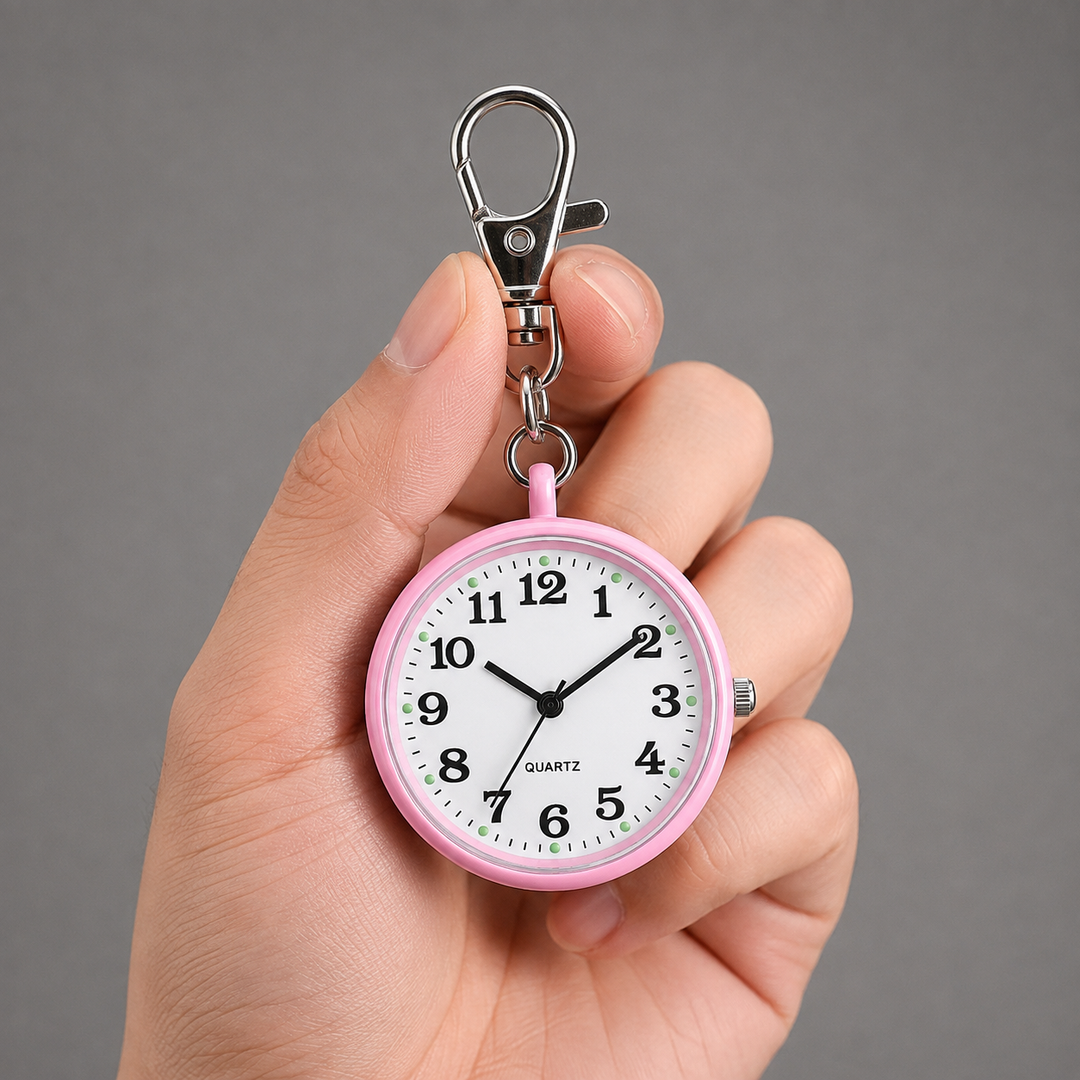 Kompakte Quarz-Uhr am Schlüsselbund, perfekt als Geschenk oder täglicher Begleiter.