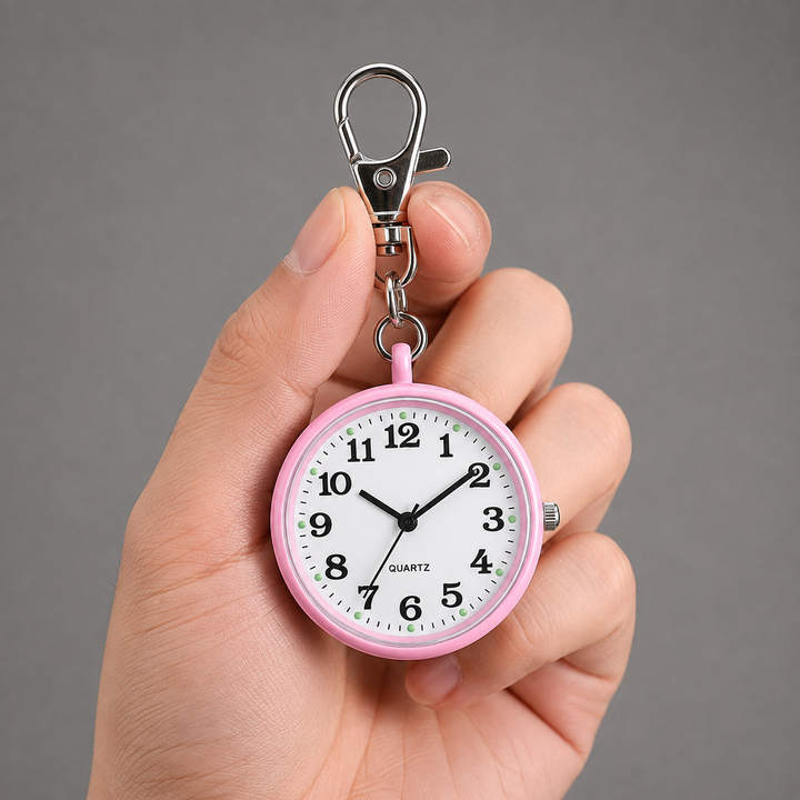 Kompakte Quarz-Uhr am Schlüsselbund, perfekt als Geschenk oder täglicher Begleiter.