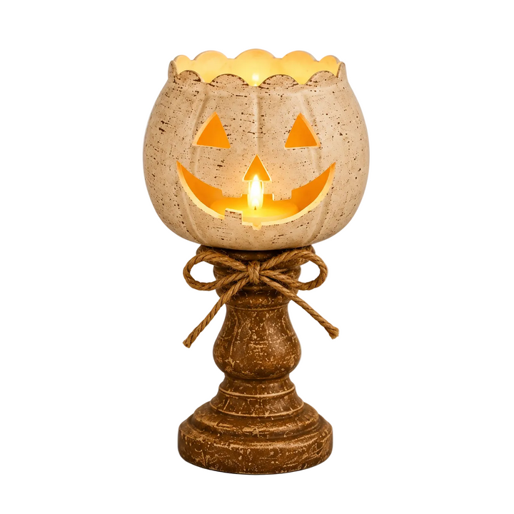Gemütliche Herbst- und Halloween-Kürbisse mit LED-Warmlicht, ideal als stimmungsvolle Innenraum-Beleuchtung.