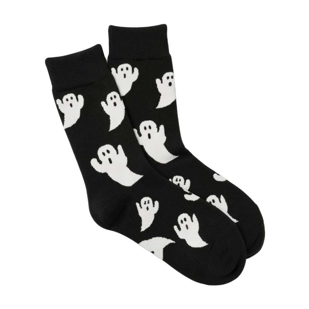 Mittelhohe Unisex Geistersocken für Halloween & Karneval. Bequeme, gemusterte Freizeitsocken mit Spuk-Design.