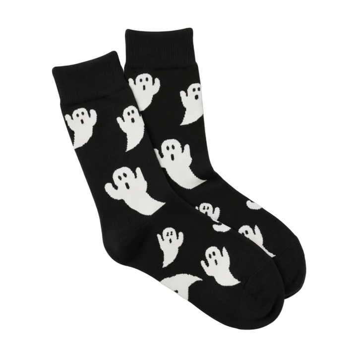 Mittelhohe Unisex Geistersocken für Halloween & Karneval. Bequeme, gemusterte Freizeitsocken mit Spuk-Design.