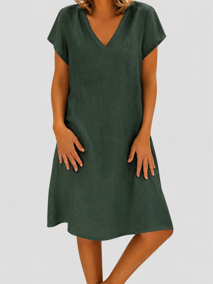 Damen Midikleid, luftig und bequem mit V-Ausschnitt, perfekt für festliche Anlässe.