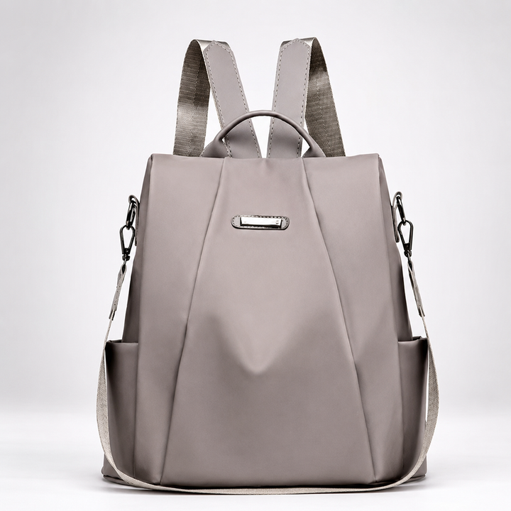 Leichter Damen Nylon-Rucksack in Schwarz/Grau, ideal als bequem-organisierte Umhängetasche für den Alltag.