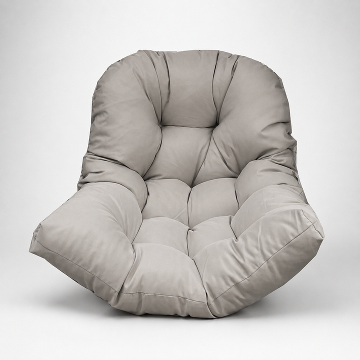 Ergonomisches eiförmiges Sitzkissen für Egg-Chairs. Ideal für Hängesessel auf Terrasse und Balkon.