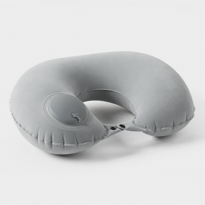 Komfortables Nackenkissen aufblasbar. Ergonomische Nackenstütze für Flugzeug, Auto, Zug. Perfekt für Reisekomfort.