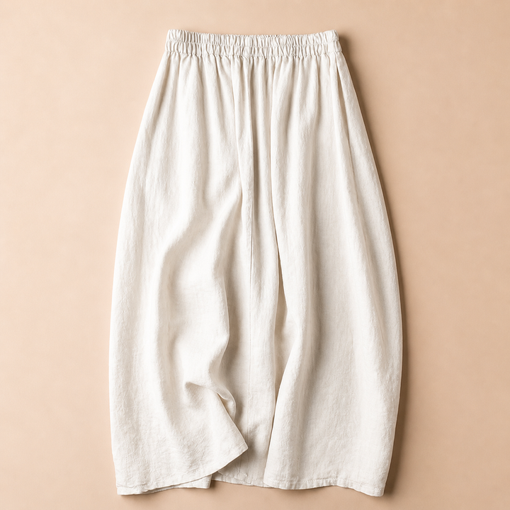 Lila Damen Midirock mit exquisiter Stickerei. Fließender Stoff & elastischer Bund für einen schicken Sommer-Look.